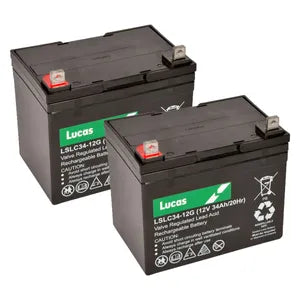 PAIR OF 12V 34AH MOBILITY BATTERIES - LUCAS LSLC34-12