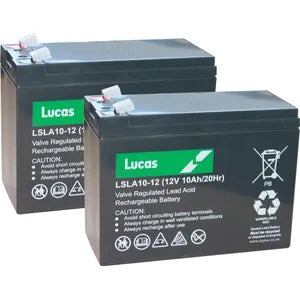 PAIR OF LSLA10-12 LUCAS SEALED LEAD ACID BATTERY 12V 10AH