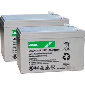 PAIR OF 12V 12AH MOBILITY BATTERIES - LUCAS LSLA12-12